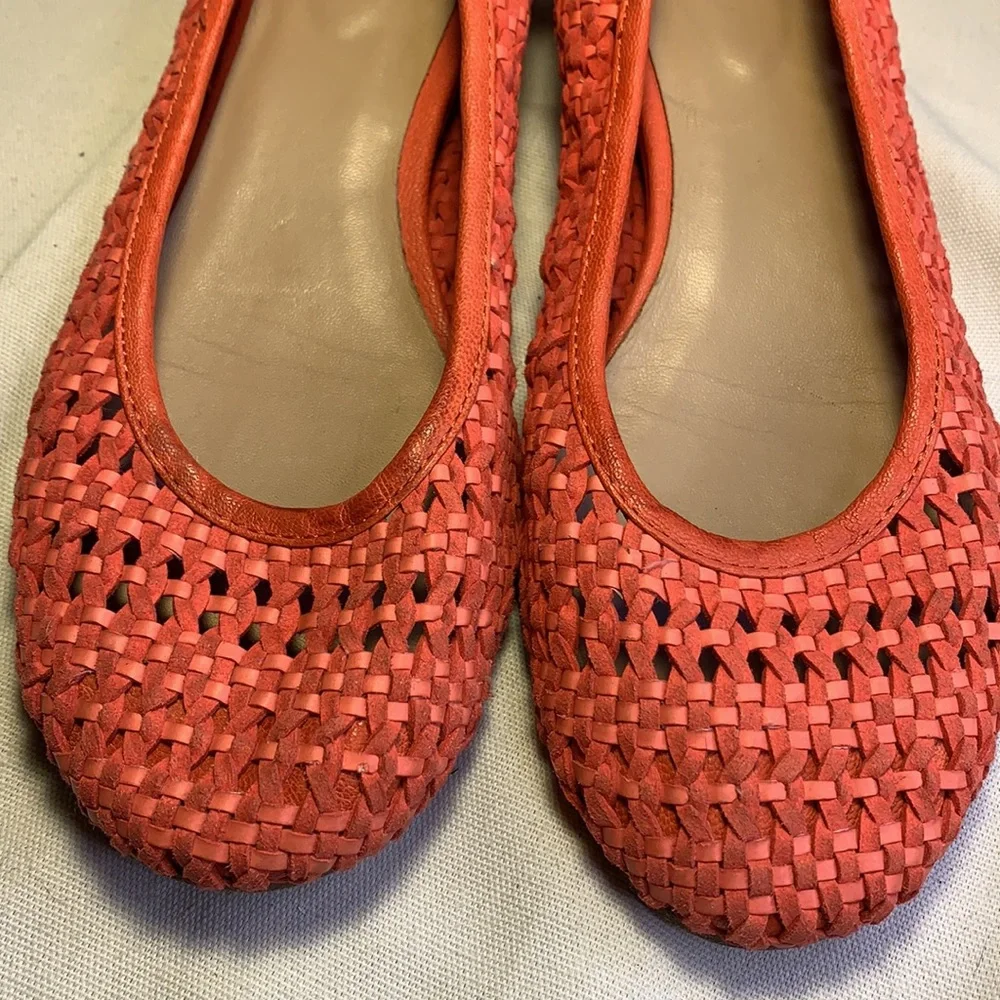 Eileen Fisher leather intarsio woven leather flats